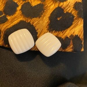 White clip on earrings